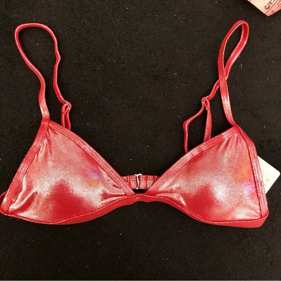 NWT Forever 21 Shimmer Bikini Top w/padding Red - Picture 7 of 9